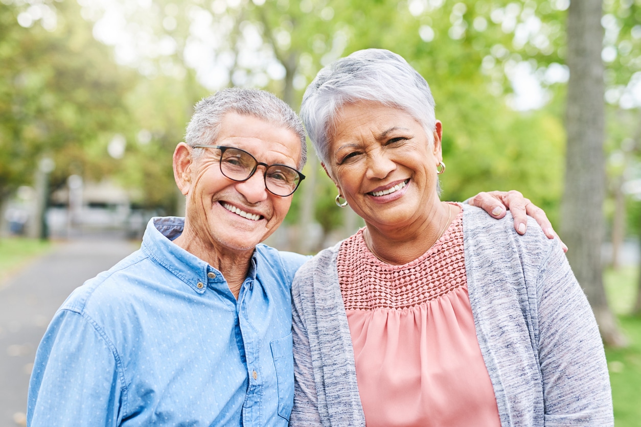 Smiling senior couple.