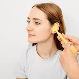 Personally molded earplugs. Process of making earplug from an impression of an individuals woman ear.