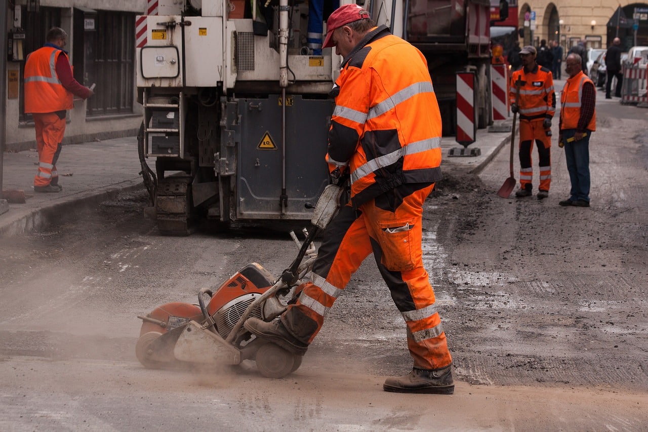 man using construction equipment